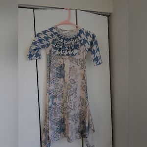 Girls Nuggles 8 Stylish Blue and Cream Kids Dress